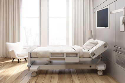 Gray walled hospital ward