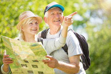Senior couple hiking