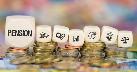 Pension / Münzenstapel mit Symbole