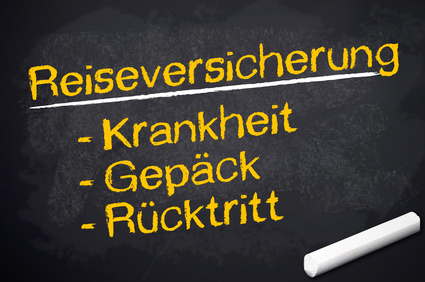 Kreidetafel mit Reiseversicherung